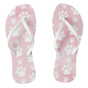 Muster von Pfoten, weißen Pfoten, Aquarellfarben,  Flip Flops