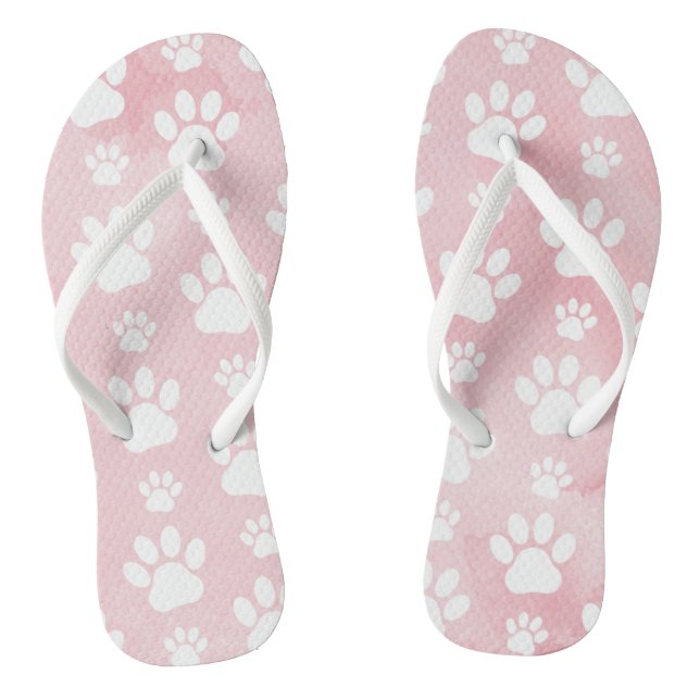 Muster von Pfoten, weißen Pfoten, Aquarellfarben,  Flip Flops (Fußbett)