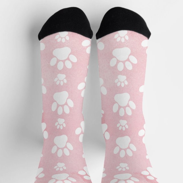 Muster von Pfoten, weißen Pfoten, Aquarellfarben,  Socken (Oben)
