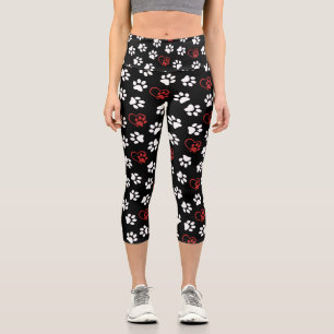Muster von Pfoten, weißen Pfoten, roten Pfoten, He Capri Leggings