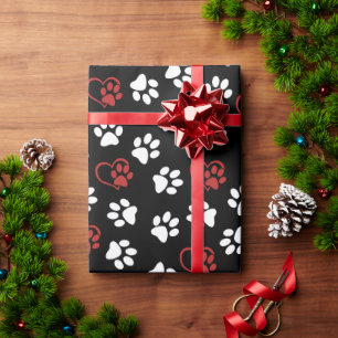 Muster von Pfoten, weißen Pfoten, roten Pfoten, He Geschenkpapier