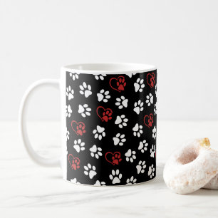 Muster von Pfoten, weißen Pfoten, roten Pfoten, He Kaffeetasse