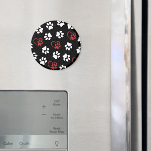 Muster von Pfoten, weißen Pfoten, roten Pfoten, He Magnet