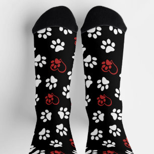 Muster von Pfoten, weißen Pfoten, roten Pfoten, He Socken