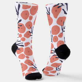 Muster von rosa Punkten und grünen Blätter Socken