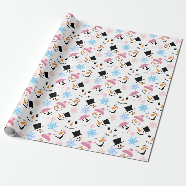 Muster von sonnigen Schneeflocken und Schneeflocke Geschenkpapier (Ungerollt)