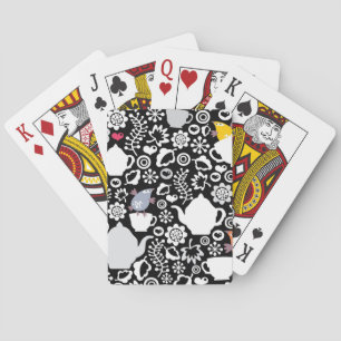 Muster von Vögeln und Tassen Spielkarten