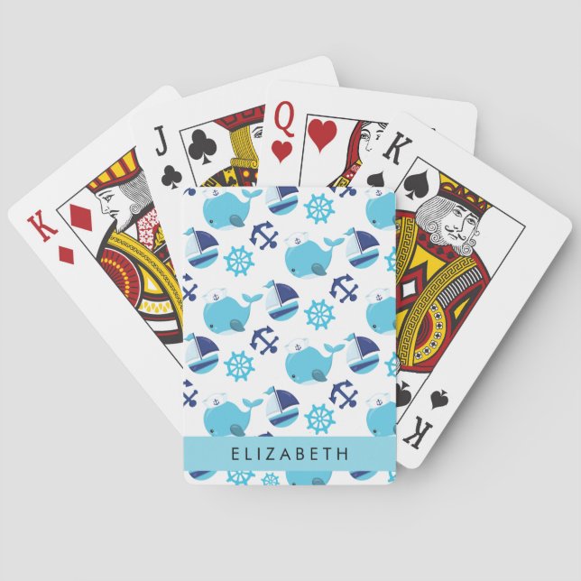 Muster von Walen, Blauen Walen, Ihr Name Spielkarten (Rückseite)