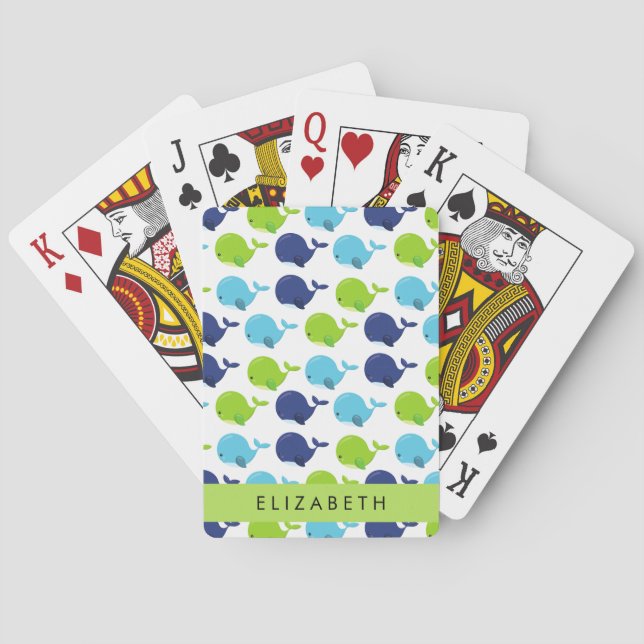 Muster von Walen, Niedlichen Walen, Ihr Name Spielkarten (Rückseite)