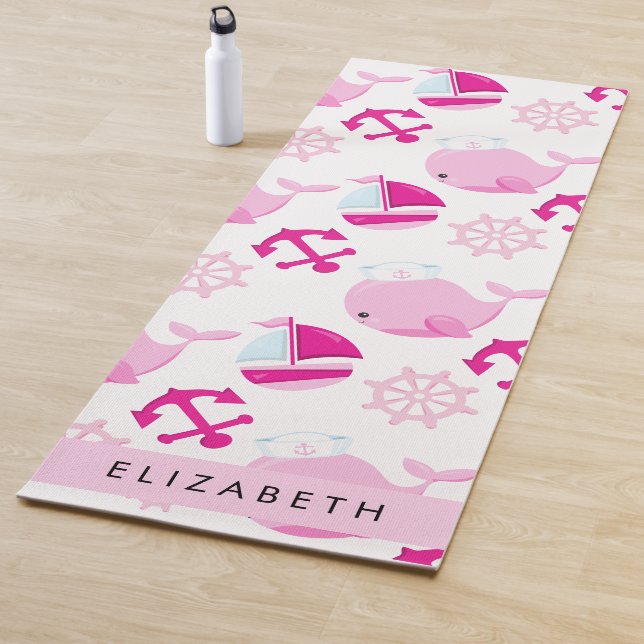 Muster von Walen, rosa Wale, Ihr Name Yogamatte (Beispiel)