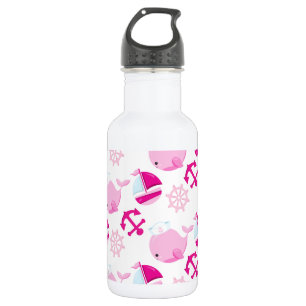 Muster von Walen, süße Wale, rosa Wale Edelstahlflasche