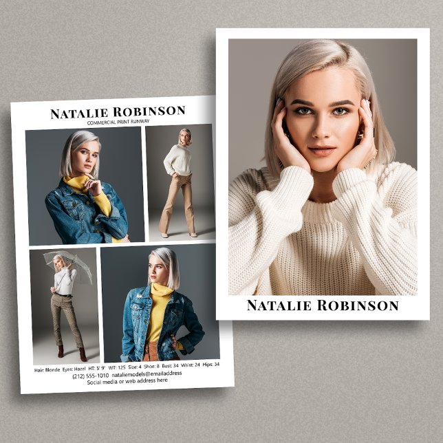 Muster-Vorlage für den Akteur 5-Foto-Portfolio-Com Einladung (Available in high quality print or digital download for quick messaging, email or self printing.)