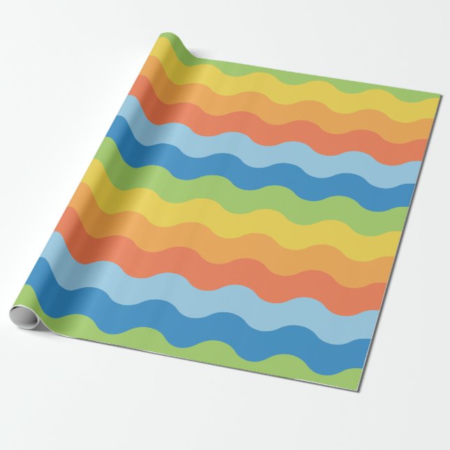 Muster-Wappenpapier für mehrfarbige Wellen Geschenkpapier (Ungerollt)
