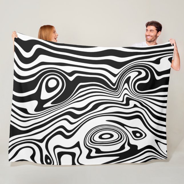 Muster Waves Schwarz-weiß Fleece Blanket (Beispiel)
