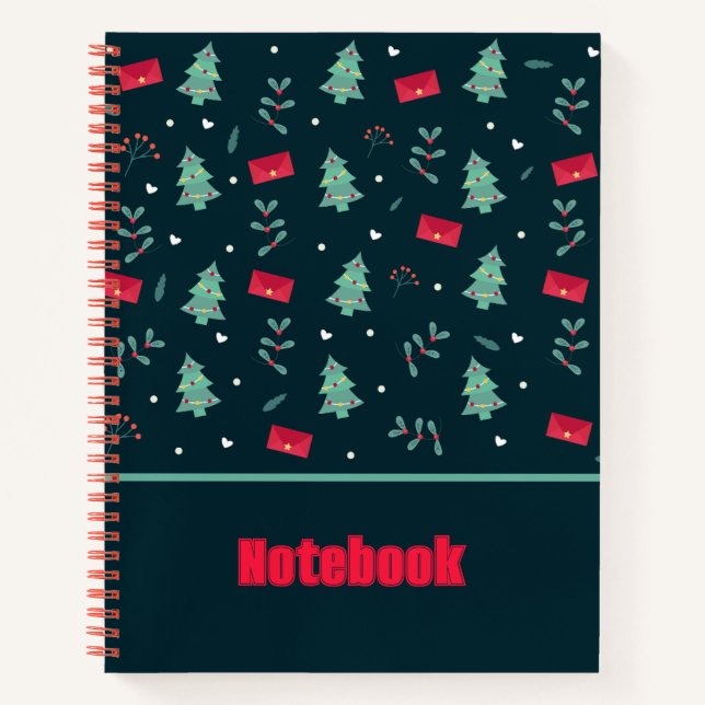 Muster Weihnachtsbaum-Notebook Notizbuch (Vorderseite)