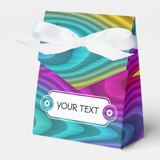 Muster - Wellen - Neonfarben + Text Geschenkschachtel (Vorderseite)