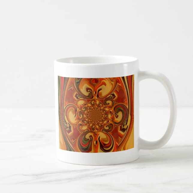 Muster wirbeln: Farbtöne von Orange, Braun und Grü Kaffeetasse (Rechts)