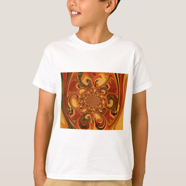 Muster wirbeln: Farbtöne von Orange, Braun und Grü T-Shirt (Vorderseite)