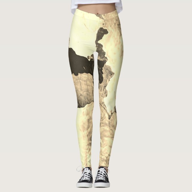 Muster-Workout aus Abstraktem, schwarzem und weiße Leggings (Vorderseite)