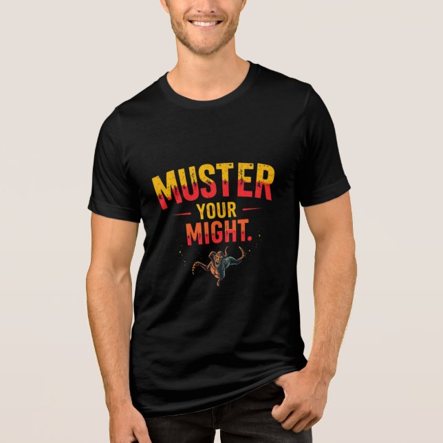 Muster Your Might – Beast Mode Grafik  Tri-Blend Shirt (Vorderseite)