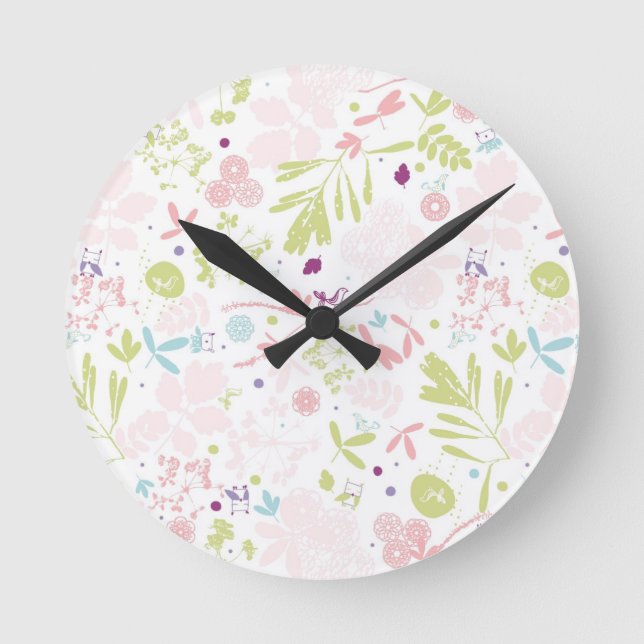 Musteranzeigen mit Blumen Runde Wanduhr (Vorderseite)