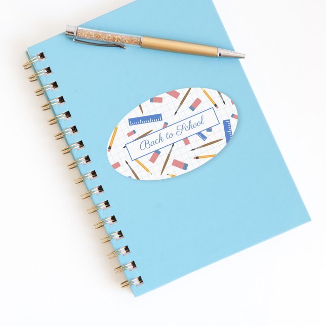 Musteraufkleber für Schulbedarf Ovaler Aufkleber (School Supplies Pattern Sticker)