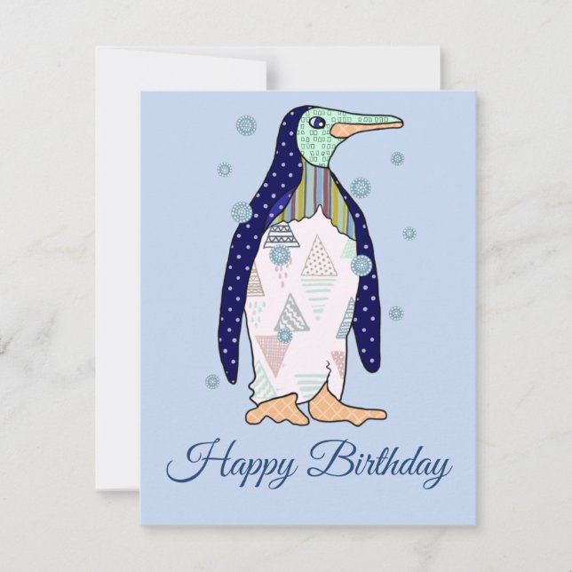 Musteringuin Geburtstag Feiertagskarte (Vorderseite)