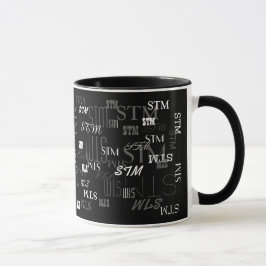 Musterinitialen, moderne Schwarz-Weiß-Schrift Tasse