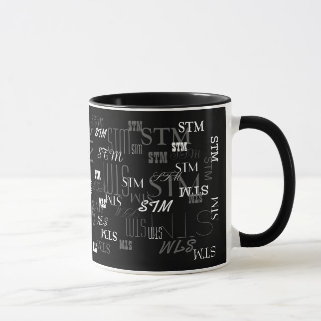 Musterinitialen, moderne Schwarz-Weiß-Schrift Tasse (Rechts)