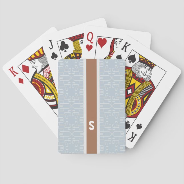 Mustermonogramm des blauen Graus des Chic Spielkarten (Rückseite)