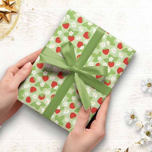 Musterpapier für florale Erdbeeren Geschenkpapier (Von Creator hochgeladen)