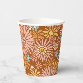 Musterpapierkopien der Retro-Blume im Sommer Pappbecher