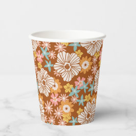 Musterpapierkopien der Retro-Blume im Sommer Pappbecher