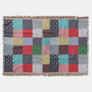 Musterquadrate Vintage farbige Patchwork Decke