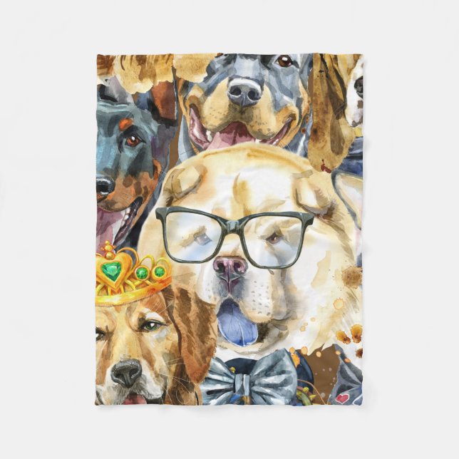 Mustertiere Hunde Tierliebhaber Fleecedecke (Vorderseite)