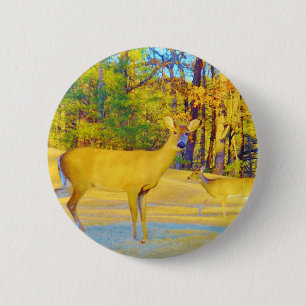 Musturd Colored Deer mit hellblau Button