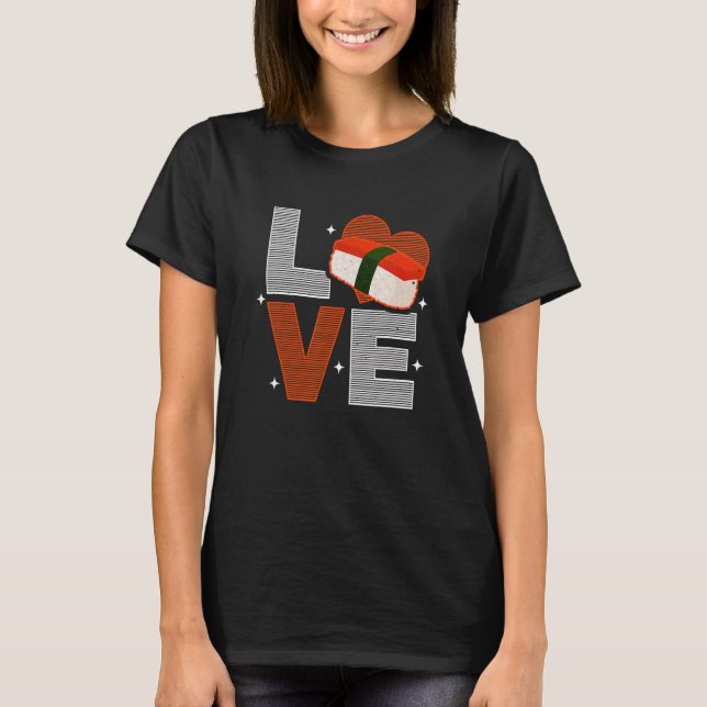 Musubi Liebe Sushi Koch Hawaiianisches japanisches T-Shirt (Vorderseite)
