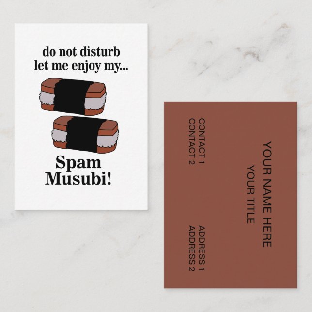 Musubi Ließ mir Spaß meine Spam Musubi Visitenkarte (Vorne/Hinten)