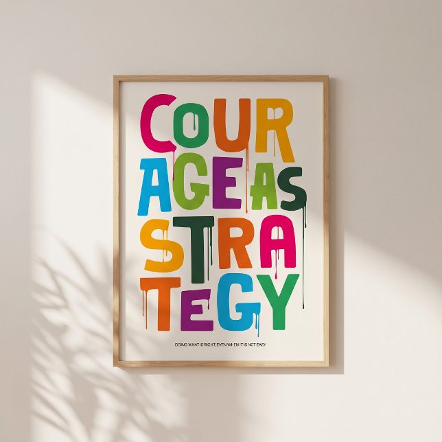 Mut als Strategie - Typografie Druck | Wandkunst Poster (Bold color meets clear thinking.)