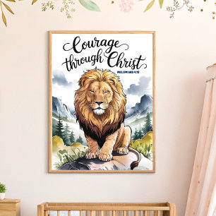 Mut durch Christus Christliche Kinderzimmer-Wandku Poster