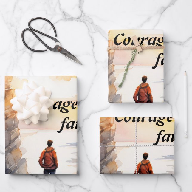 Mut durch den Glauben: Kraft in Gott Geschenkpapier Set (Vorderseite)