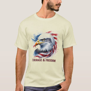 Mut & Freiheit USA-Flagge Patriotisches Geschenk T-Shirt