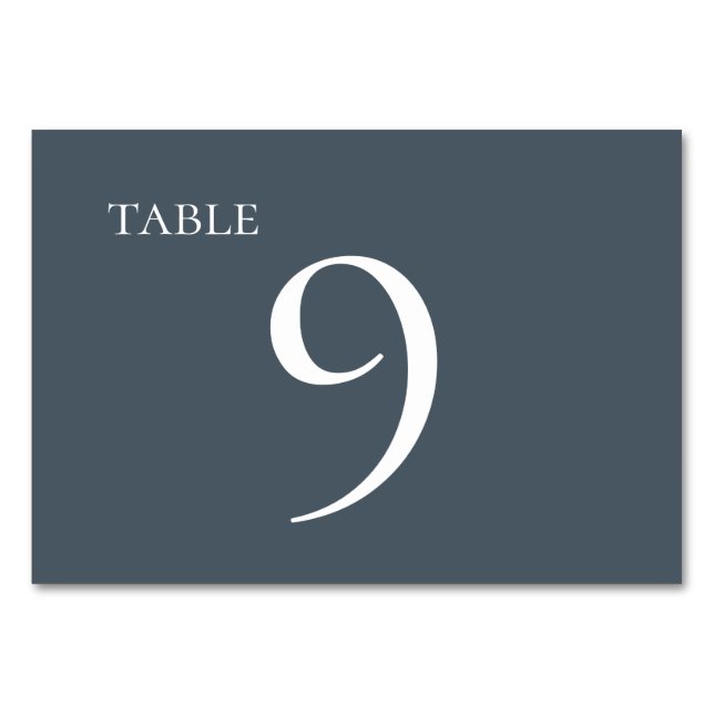 Mute Blue Simple Elegante Wedding Tischnummer (Vorderseite)