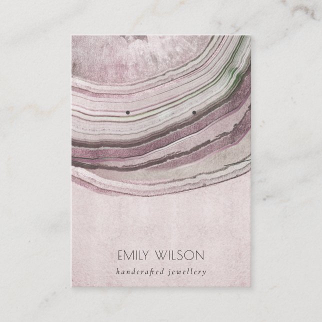 Mute Blush Agate Earthy Necklass Earring Display  Visitenkarte (Vorderseite)