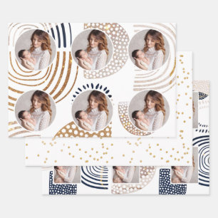 Mute Boho Formen und Imitats Gold Dots Holiday Wra Geschenkpapier Set