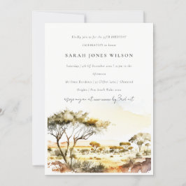 Mute Earthy Watercolor Afrikanische Landschaft Geb Einladung