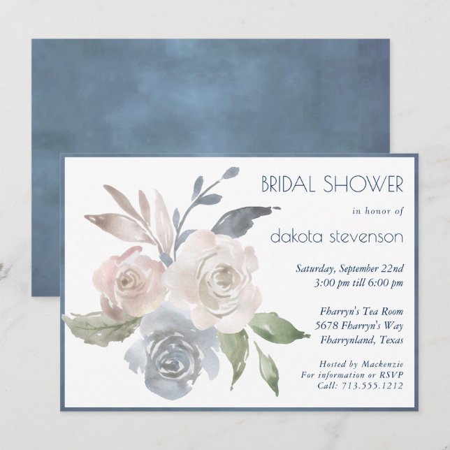 Mute Floral Bouquet | Brautparty für weiche Rose Einladung (Vorne/Hinten)