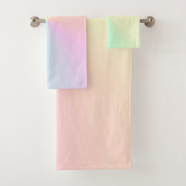 Mute Gradient Ombre Rainbow Pastel Ästhetische Badhandtuch Set (Insitu)