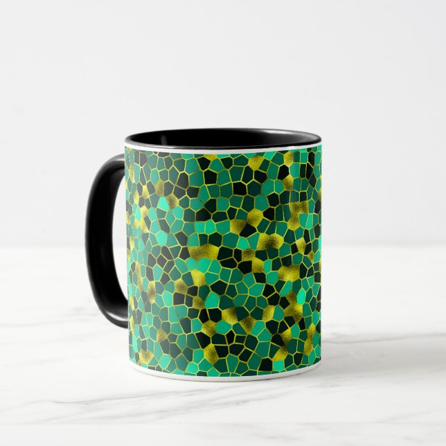 Mute Green und Gold Shatter Tasse (Vorderseite Links)