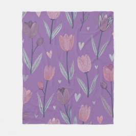 Mute Lila Tulip Fleece Blanket